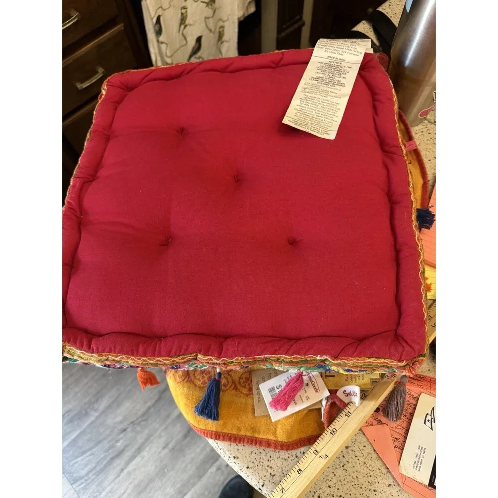 NWT Bohemian, Ethnic, Eclectic, Moroccan,4 Pillows&Pouf Ottoman boho-chic vibe